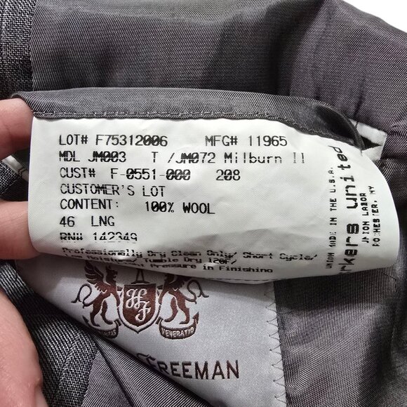 Hickey Freeman Vintage Milburn II Wool Windowpane Single Breasted Blazer Sz 46L - Picture 13 of 14